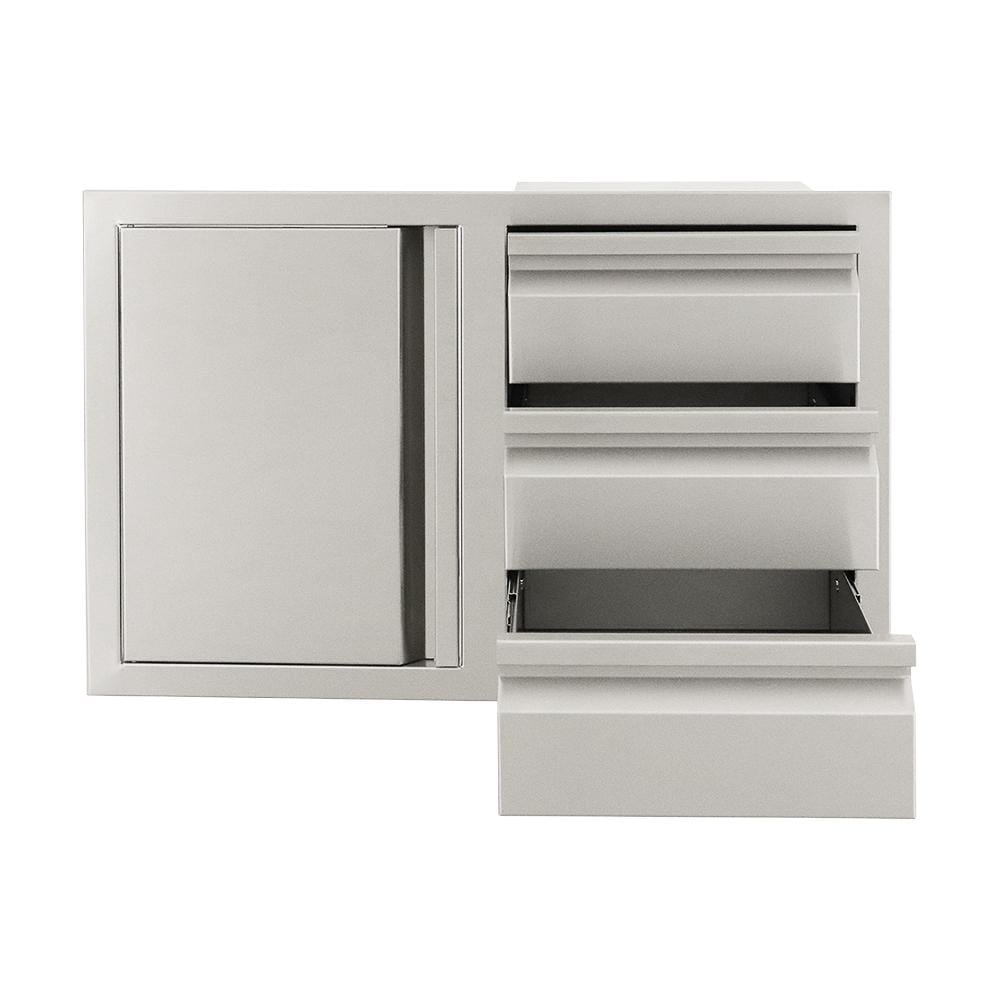 RCS Valiant Series 33 Inch Stainless Steel Triple Drawer  and  Door Combo   Soft Close   Left Hinge