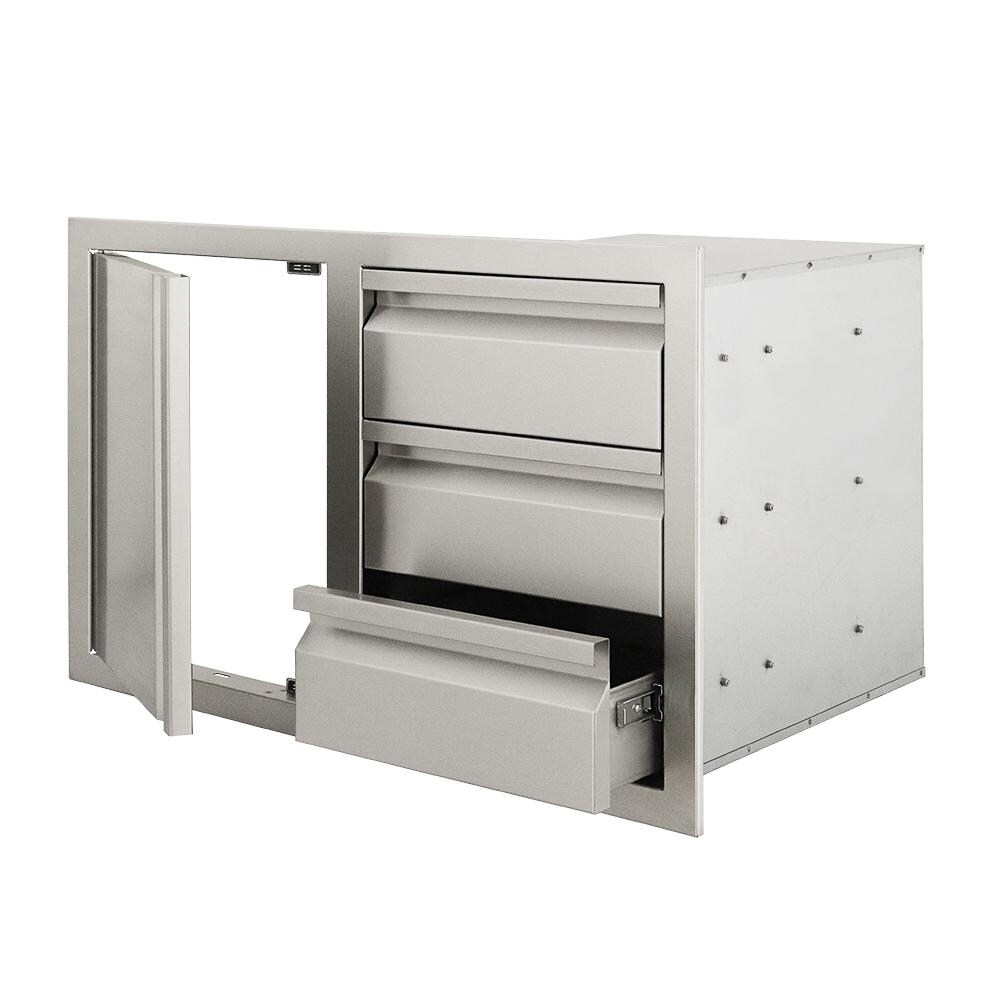 RCS Valiant Series 33 Inch Stainless Steel Triple Drawer  and  Door Combo   Soft Close   Left Hinge