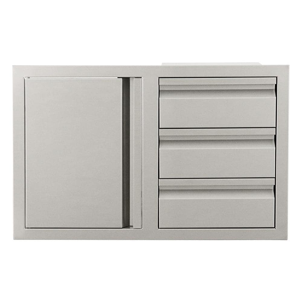 RCS Valiant Series 33 Inch Stainless Steel Triple Drawer  and  Door Combo   Soft Close   Left Hinge
