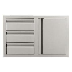 RCS Valiant Series 33 Inch Stainless Steel Triple Drawer and Door Combo Soft Close Right Hinge250