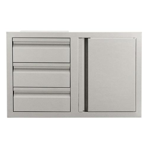 RCS Valiant Series 33 Inch Stainless Steel Triple Drawer  and  Door Combo   Soft Close   Right Hinge
