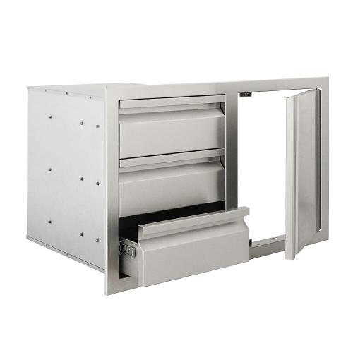 RCS Valiant Series 33 Inch Stainless Steel Triple Drawer  and  Door Combo   Soft Close   Right Hinge