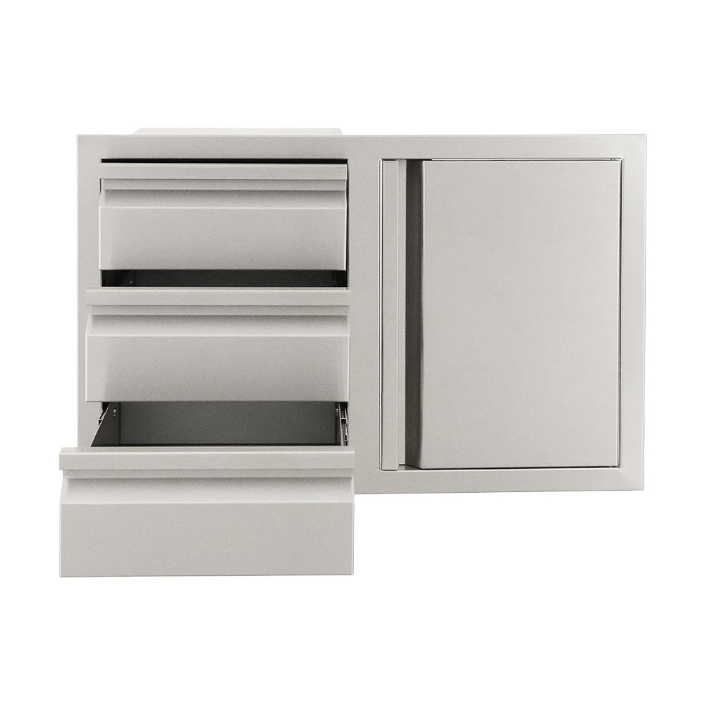 RCS Valiant Series 33 Inch Stainless Steel Triple Drawer  and  Door Combo   Soft Close   Right Hinge