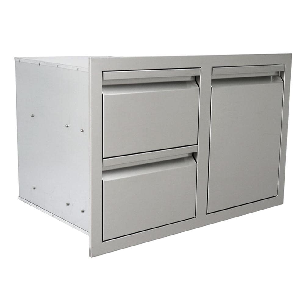 RCS Valiant Series 33 Inch Stainless Steel Double Drawer  and  Propane Tank Storage   Fully Enclosed