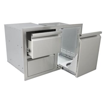 RCS Valiant Series 33 Inch Stainless Steel Double Drawer and Propane Tank Storage Fully Enclosed Open350