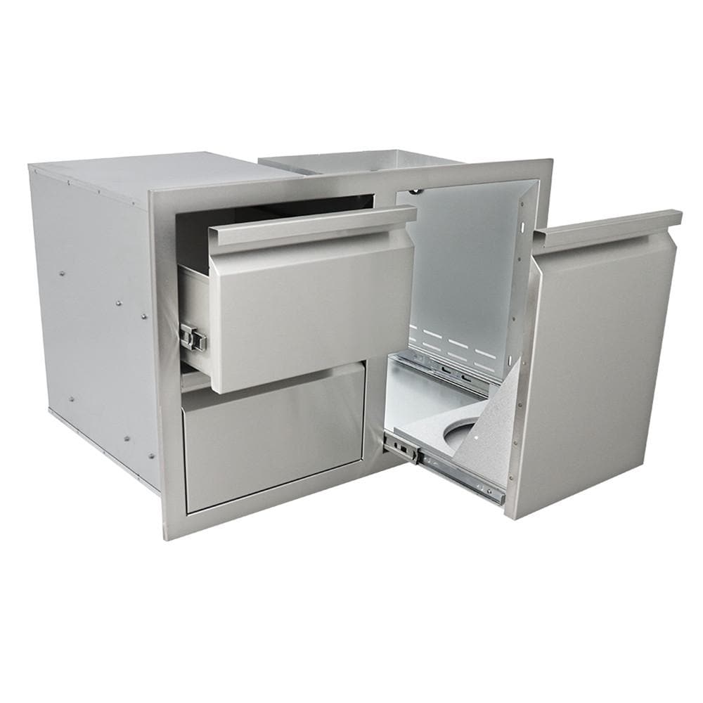 RCS Valiant Series 33 Inch Stainless Steel Double Drawer  and  Propane Tank Storage   Fully Enclosed