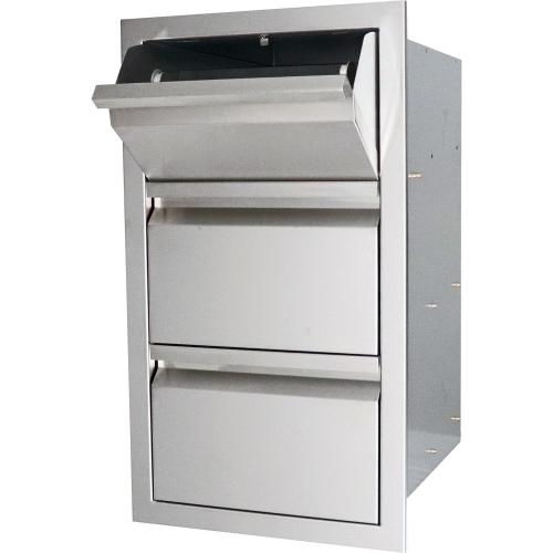 RCS Valiant Series 17 Inch Stainless Steel Double Drawer  and  Paper Towel Holder Combo   Fully Enclosed
