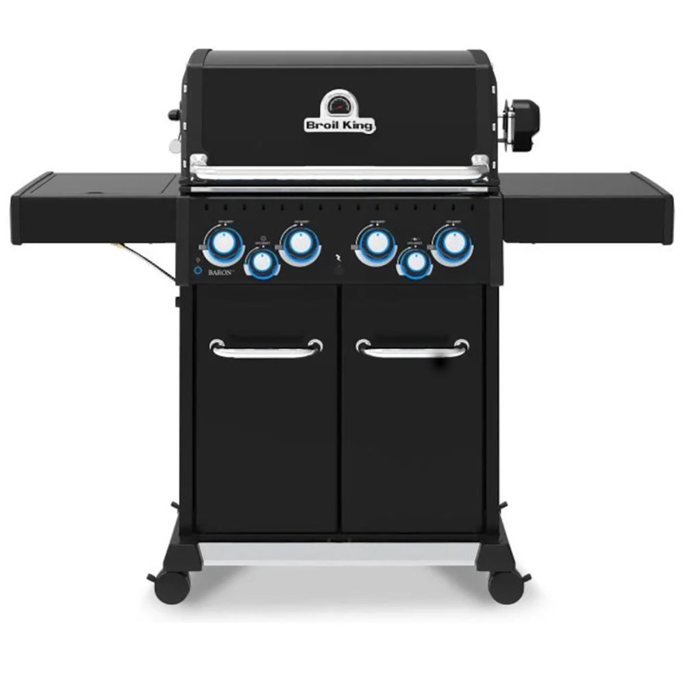 Broil King Baron 490 PRO 4 Burner Gas Grill With With Rotisserie and Side Burner   Shadow   Natural Gas