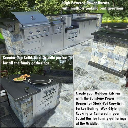 Sunstone Grill 24 Inch Built In 65000 BTU Propane Gas Cirque Power Burner Complete Package