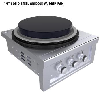 Sunstone Grill 24 Inch Built In 65000 BTU Gas Cirque Power Burner Complete Package wGriddle350