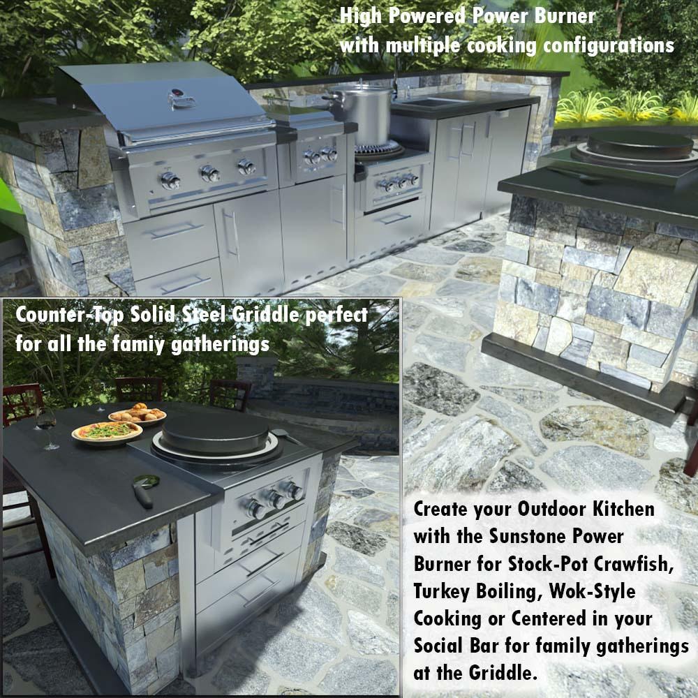 Sunstone Grill 24 Inch Built In 65000 BTU Natural Gas Cirque Power Burner Complete Package