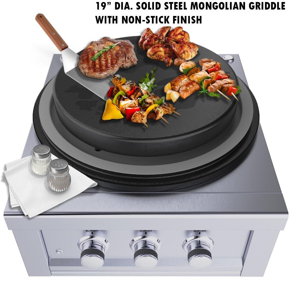 Sunstone Grill 24 Inch Built In 65000 BTU Propane Gas Cirque Power Burner with Solid Steel Griddle