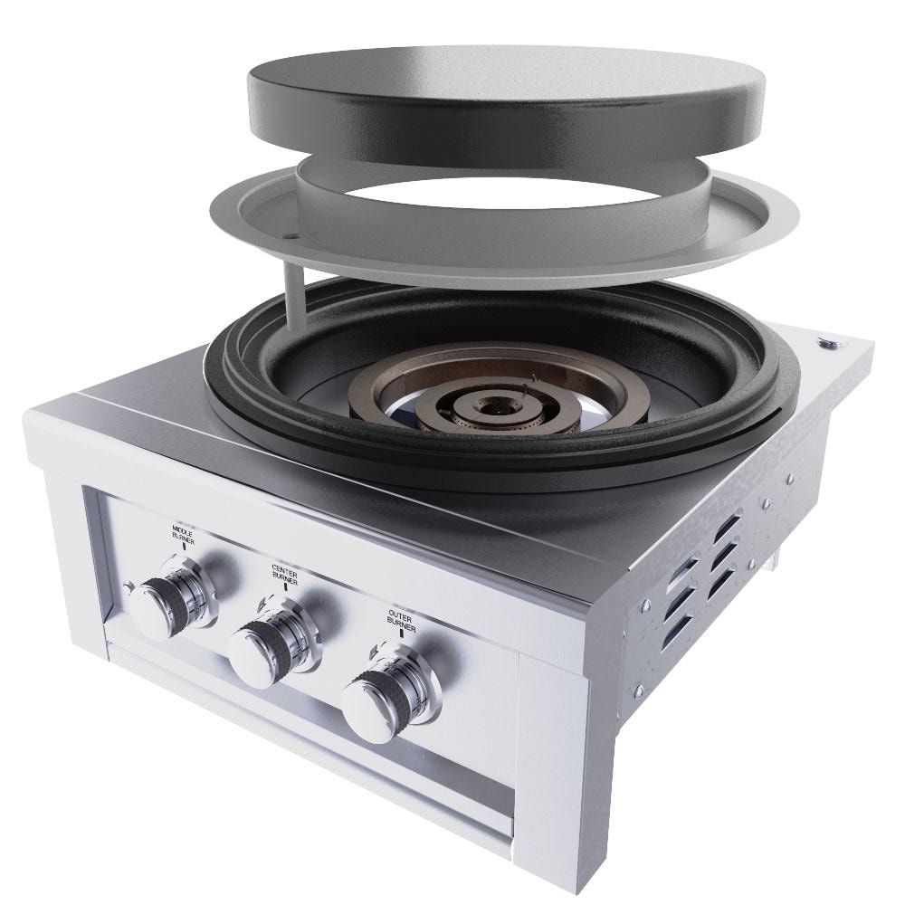 Sunstone Grill 24 Inch Built In 65000 BTU Propane Gas Cirque Power Burner with Solid Steel Griddle