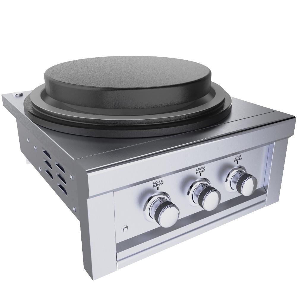 Sunstone Grill 24 Inch Built In 65000 BTU Propane Gas Cirque Power Burner with Solid Steel Griddle