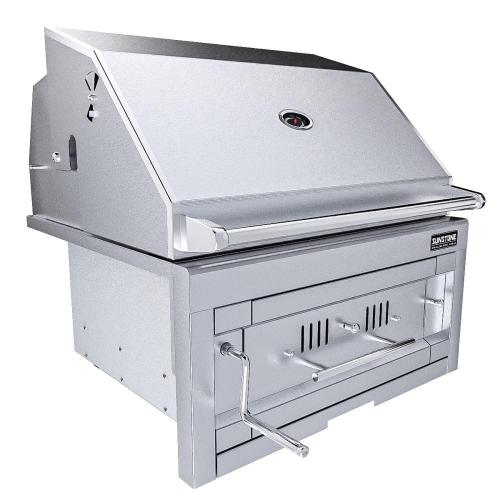 Sunstone Grills Series 28 Inch Built In Single Zone 304 Stainless Steel Charcoal Grill