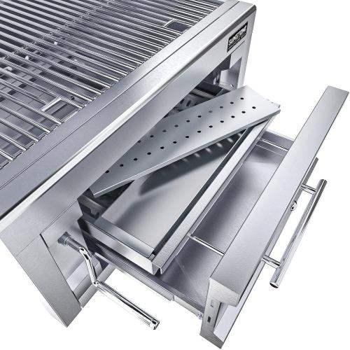 Sunstone Grills Series 28 Inch Built In Single Zone 304 Stainless Steel Charcoal Grill