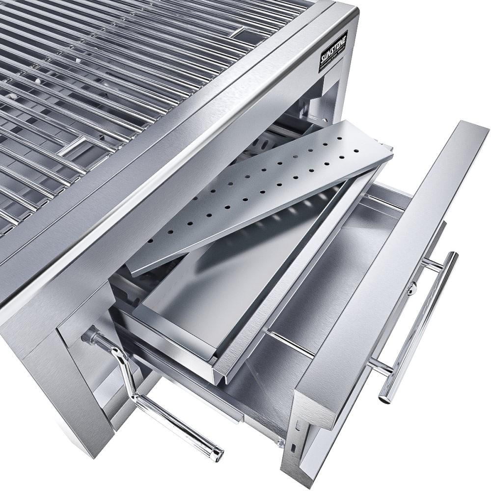 Sunstone Grills Series 28 Inch Built In Single Zone 304 Stainless Steel Charcoal Grill