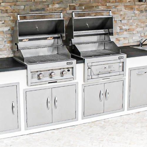 Sunstone Grills Series 28 Inch Built In Single Zone 304 Stainless Steel Charcoal Grill
