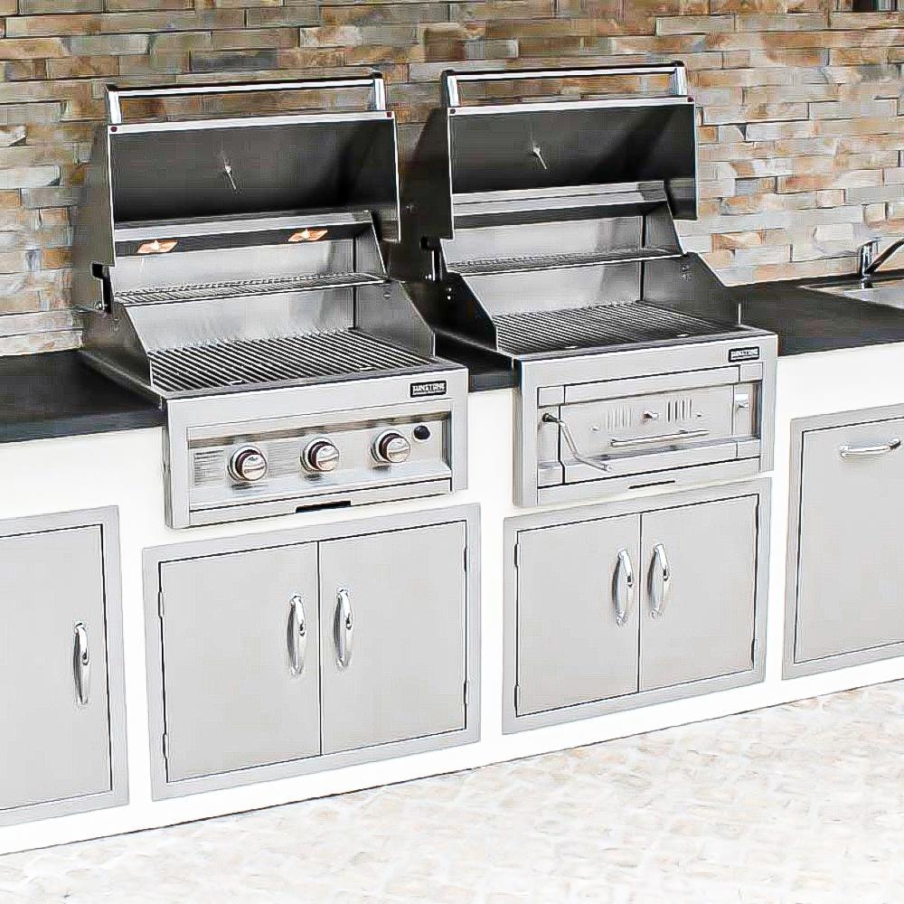 Sunstone Grills Series 28 Inch Built In Single Zone 304 Stainless Steel Charcoal Grill