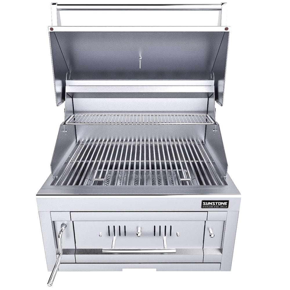 Sunstone Grills Series 28 Inch Built In Single Zone 304 Stainless Steel Charcoal Grill