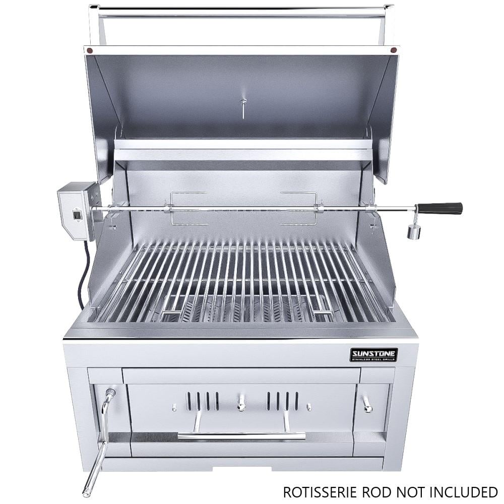 Sunstone Grills Series 28 Inch Built In Single Zone 304 Stainless Steel Charcoal Grill