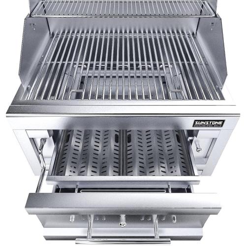 Sunstone Grills Series 28 Inch Built In Single Zone 304 Stainless Steel Charcoal Grill