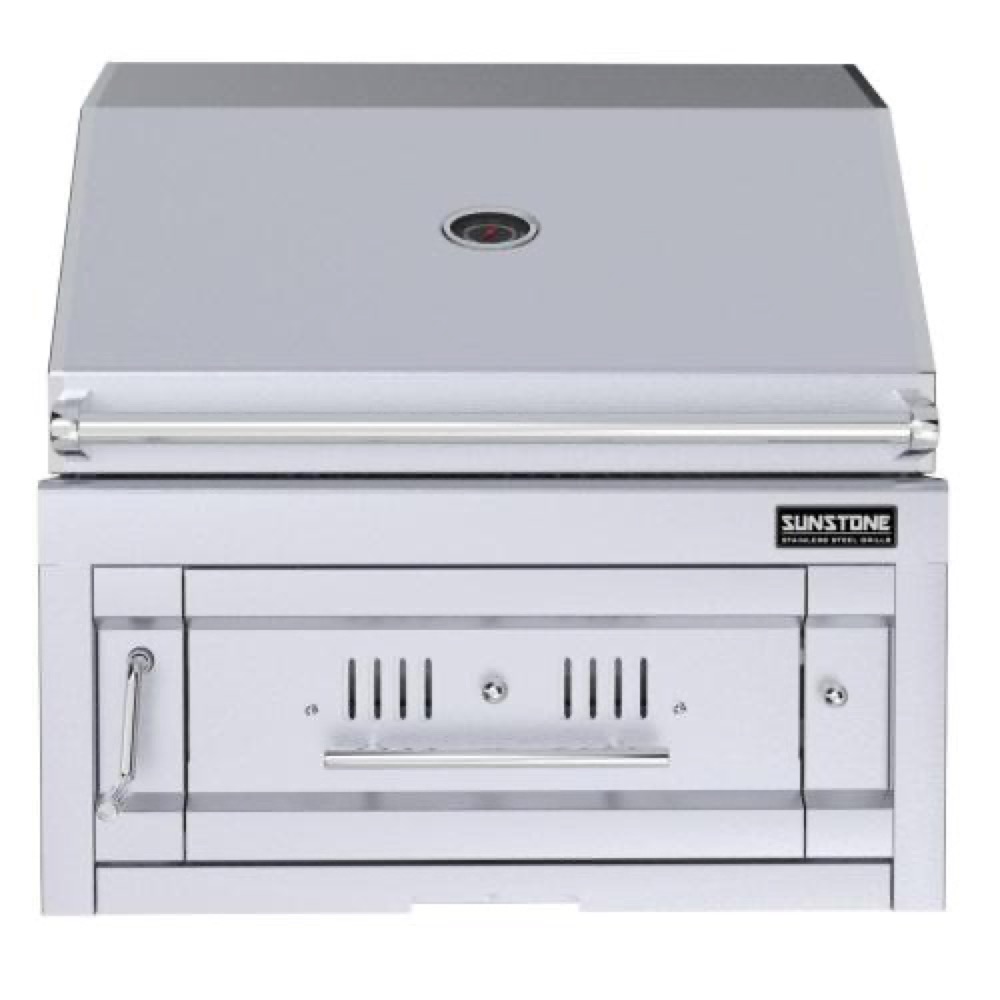 Sunstone Grills Series 28 Inch Built In Single Zone 304 Stainless Steel Charcoal Grill