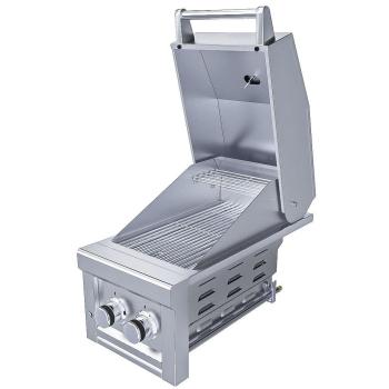 Sunstone Grill Ruby Series 13 Inch Propane Gas Built In Companion Pro Double Side Burner with Pro Hood Open350