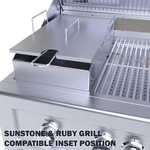 Sunstone Grill Stainless Steel Deep Fryer  and  Steamer Grill Insert with Lid  and  Fryer Basket