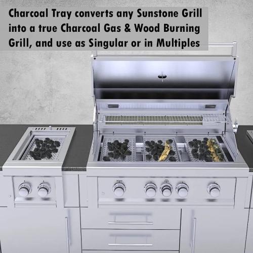 Sunstone Grills Stainless Steel 3 in 1 Charcoal Wood Burning  and  Smoking Tray