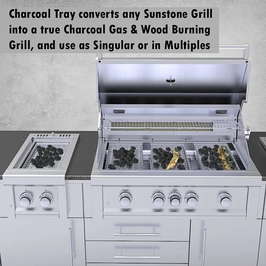 Sunstone Grills Stainless Steel 3 in 1 Charcoal Wood Burning  and  Smoking Tray
