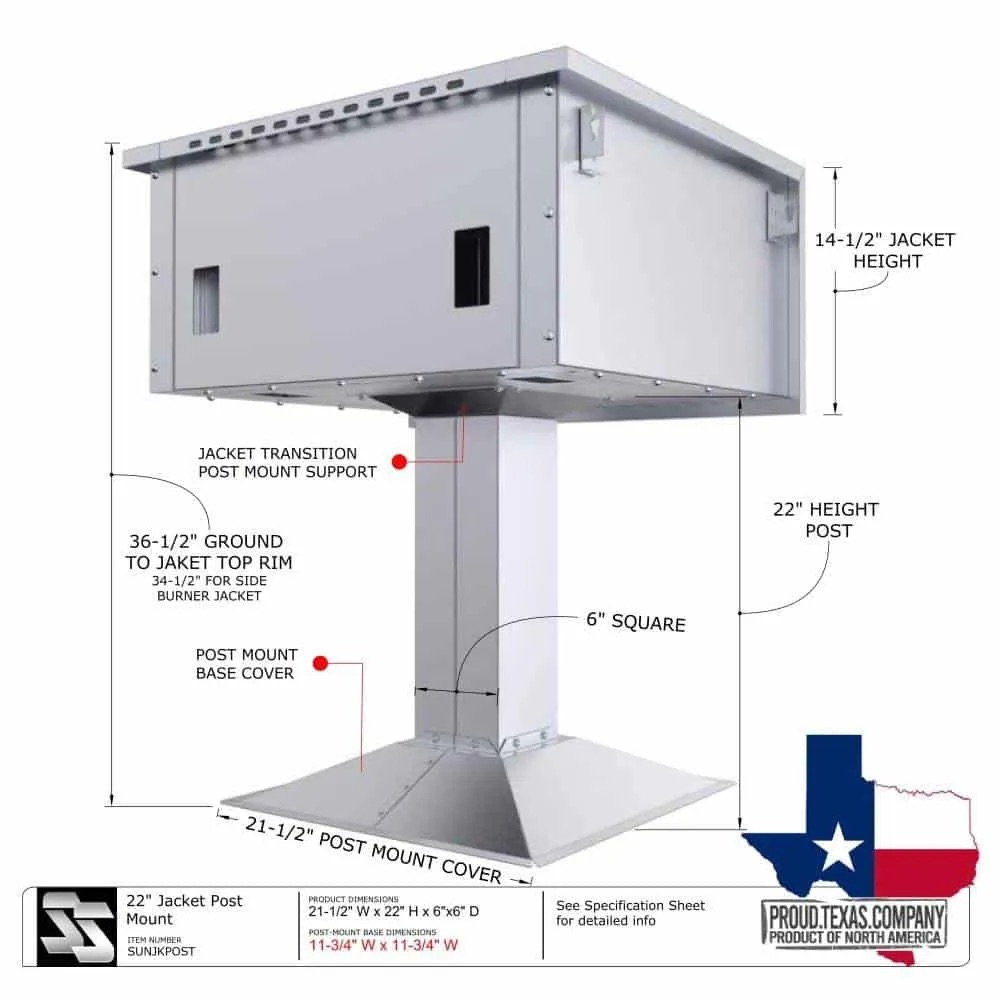 Sunstone Grills Stainless Steel Post Mount for Insulated Grill Jacket