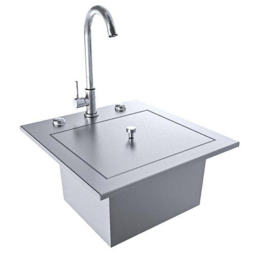 Sunstone Grills Texas Series 15 Inch Outdoor Rated Stainless Steel Drop In Bar Sink with Faucet