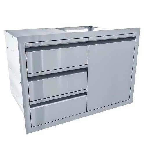 Sunstone Grills Aruba Series 30 Inch Stainless Steel Right Hinged Access Door  and  Triple Drawer Combo