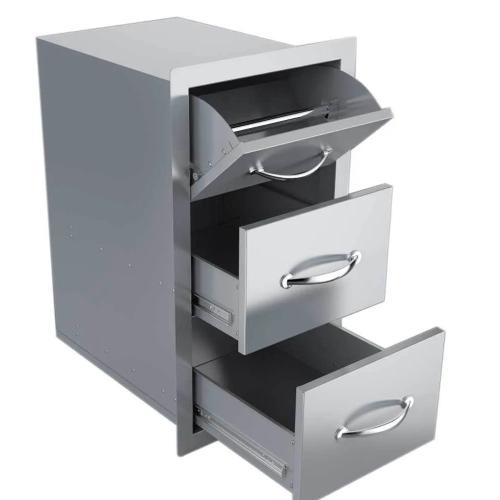 Sunstone Grill Classic Series 17 Inch Stainless Steel Double Access Drawer and Paper Towel Dispenser Combo