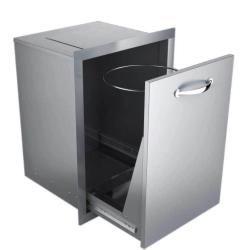 Sunstone Grills Classic Series 20 Inch Stainless Steel Pull Out Enclosed Trash Bin with Top Punch Out A TRHD250