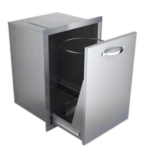 Sunstone Grills Classic Series 20 Inch Stainless Steel Pull Out Enclosed Trash Bin with Top Punch Out