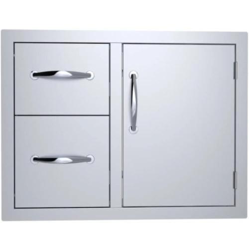 Sunstone Grills Classic Series 30 Inch Stainless Steel Flush Mount Right Hinged Access Door  and  Double Drawer Combo