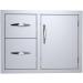 Sunstone Grills Classic Series 30 Inch Stainless Steel Flush Mount Right Hinged Access Door  and  Double Drawer Combo