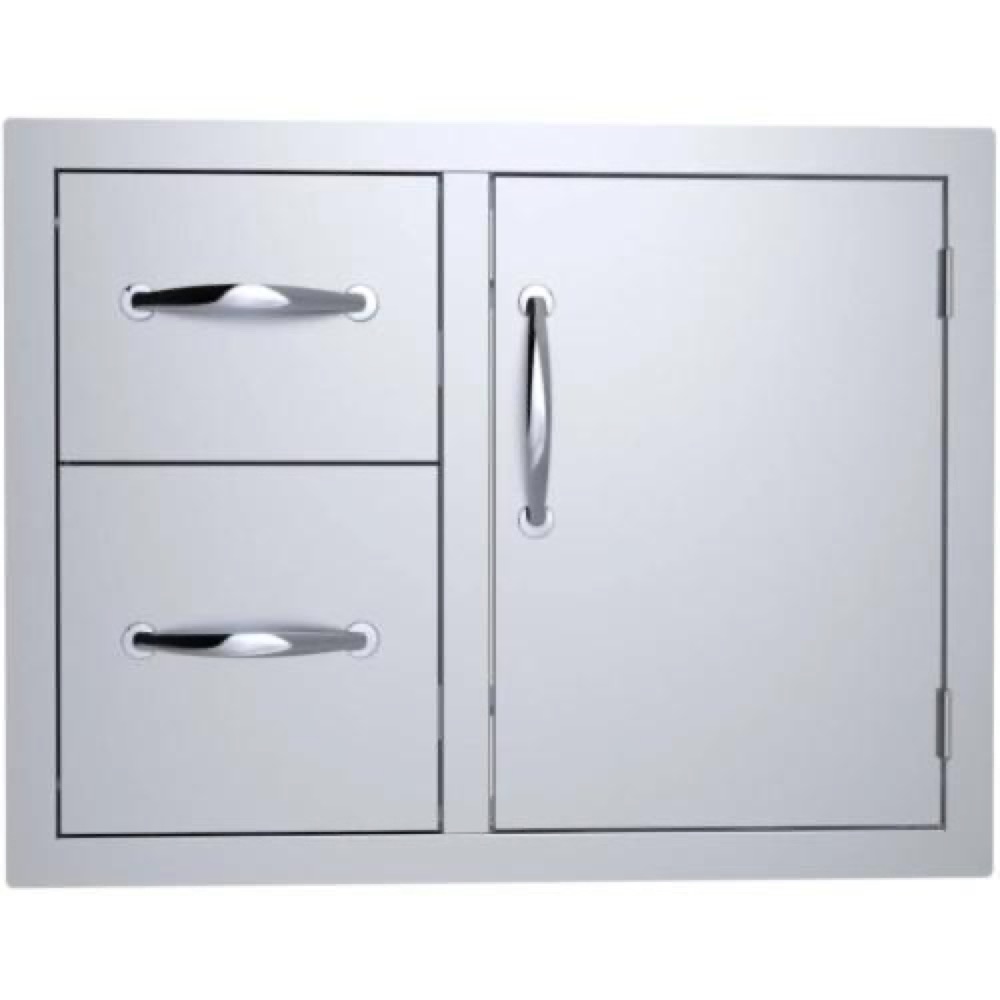 Sunstone Grills Classic Series 30 Inch Stainless Steel Flush Mount Right Hinged Access Door  and  Double Drawer Combo