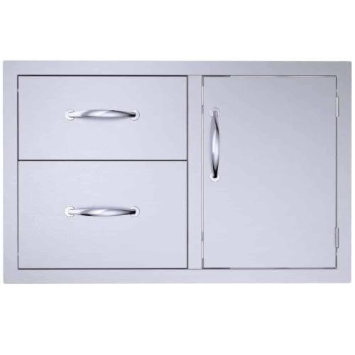 Sunstone Grills Classic Series 36 Inch Stainless Steel Flush Mount Right Hinged Access Door  and  Double Drawer Combo