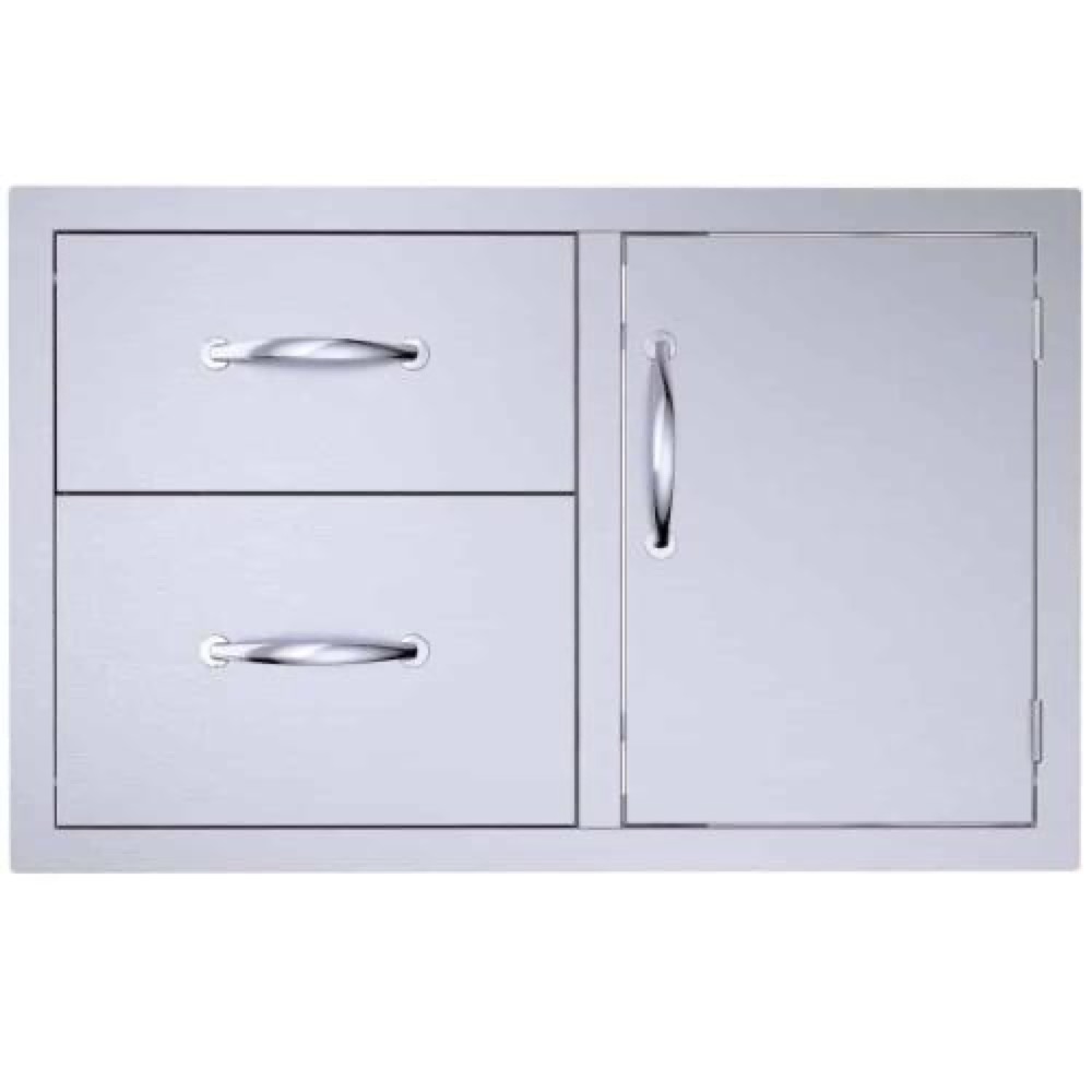 Sunstone Grills Classic Series 36 Inch Stainless Steel Flush Mount Right Hinged Access Door  and  Double Drawer Combo