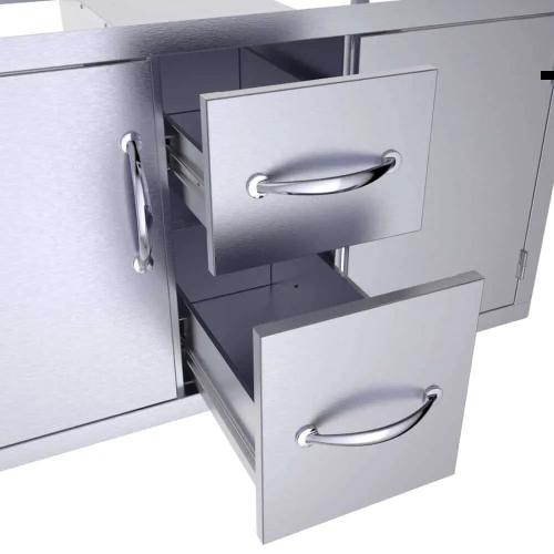 Sunstone Grills Classic Series 42 Inch Stainless Steel Flush Mount Double Access Door  and  Double Drawer Combo