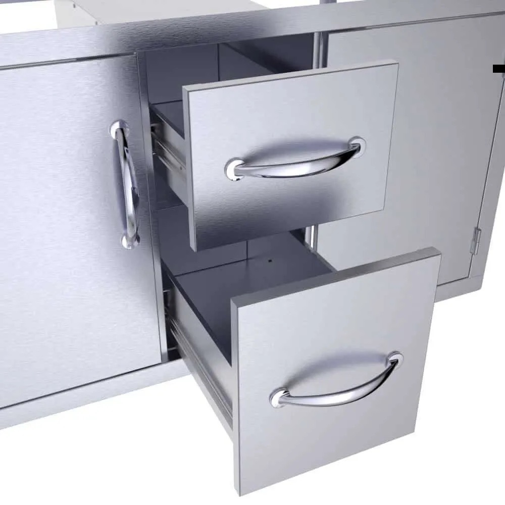 Sunstone Grills Classic Series 42 Inch Stainless Steel Flush Mount Double Access Door  and  Double Drawer Combo