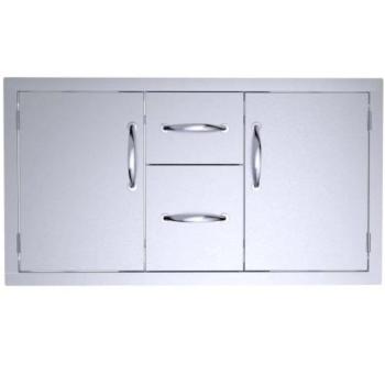 Sunstone Grills Classic Series 42 Inch Stainless Steel Flush Mount Double Access Door and Double Drawer Combo C DDC42350