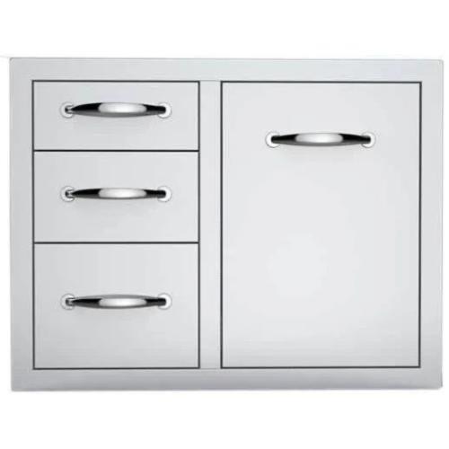 Sunstone Grills Classic Series 30 Inch Stainless Steel Roll Out Propane Tank Drawer  and  Triple Drawer Combo