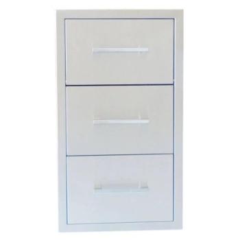 Sunstone Grills Signature Series 17 Inch Stainless Steel Beveled Frame Paper Towel Bin and Double Access Drawer Combo BA DPCF17350