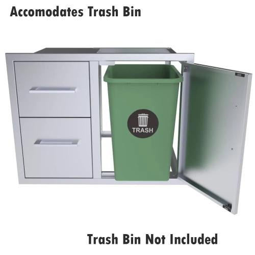 Sunstone Grill Signature Series 30 Inch Stainless Steel Beveled Frame Double Access Drawer and Door Combo