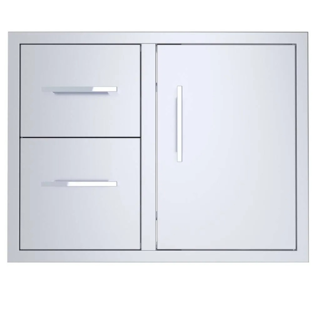 Sunstone Grill Signature Series 30 Inch Stainless Steel Beveled Frame Double Access Drawer and Door Combo