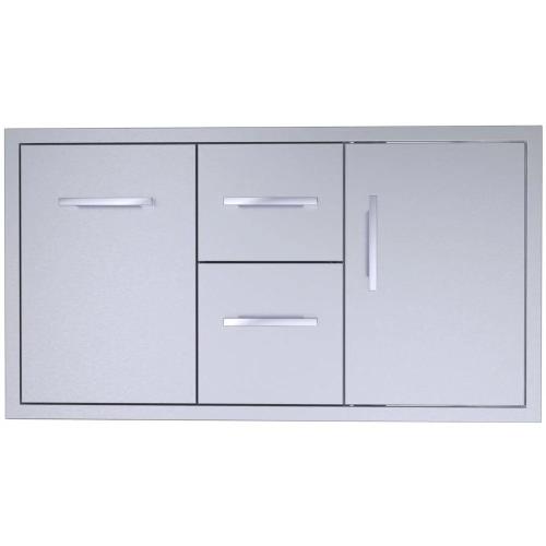 Sunstone Grill Signature Series 36 Inch Stainless Steel Beveled Frame Double Access Drawer and Double Door Combo